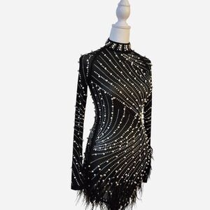 Queen Mania Black and Silver Beaded Dress Size Small
